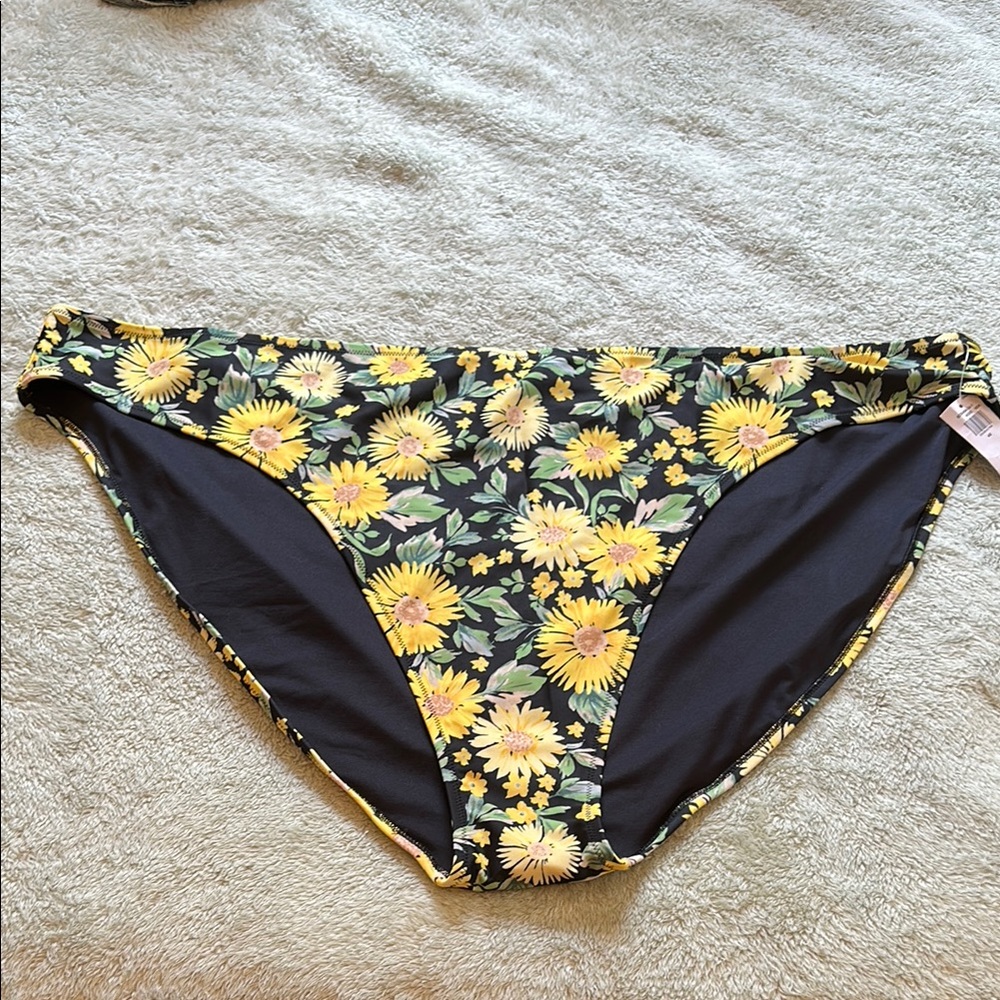 Old Navy Black Yellow Floral Bikini Bottom Plus 4X NWT High‑Rise Swim